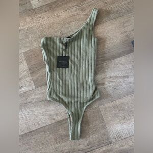 JLUXLABEL Green Ribbed Bodysuit
